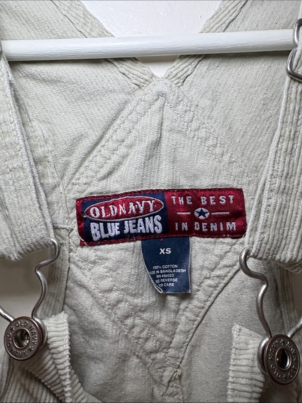 VINTAGE Old Navy Cream Corduroy Overalls Size XS Ribbed Retro Cotton - Picture 2 of 6